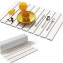 Large Stone Dish Drying Mats for Kitchen Counter,23.6x 15.3,Eco-Friendly,Foldable quick dry stone mat kitchen,Absorbent Diatomaceous Earth Mats for Dishes Bottles Cups Bathroom Any Countertop-white