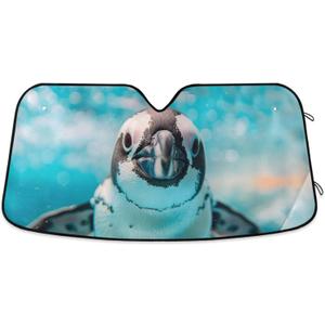 Cars Front Sun Shade Windshield,Foldable Reflective Sun Visor A Cute Penguin is Swimming Windshield Sunshade Cover,Blocks UV Ray Sun Protect Interior Keep Cool,55" x 27.6"