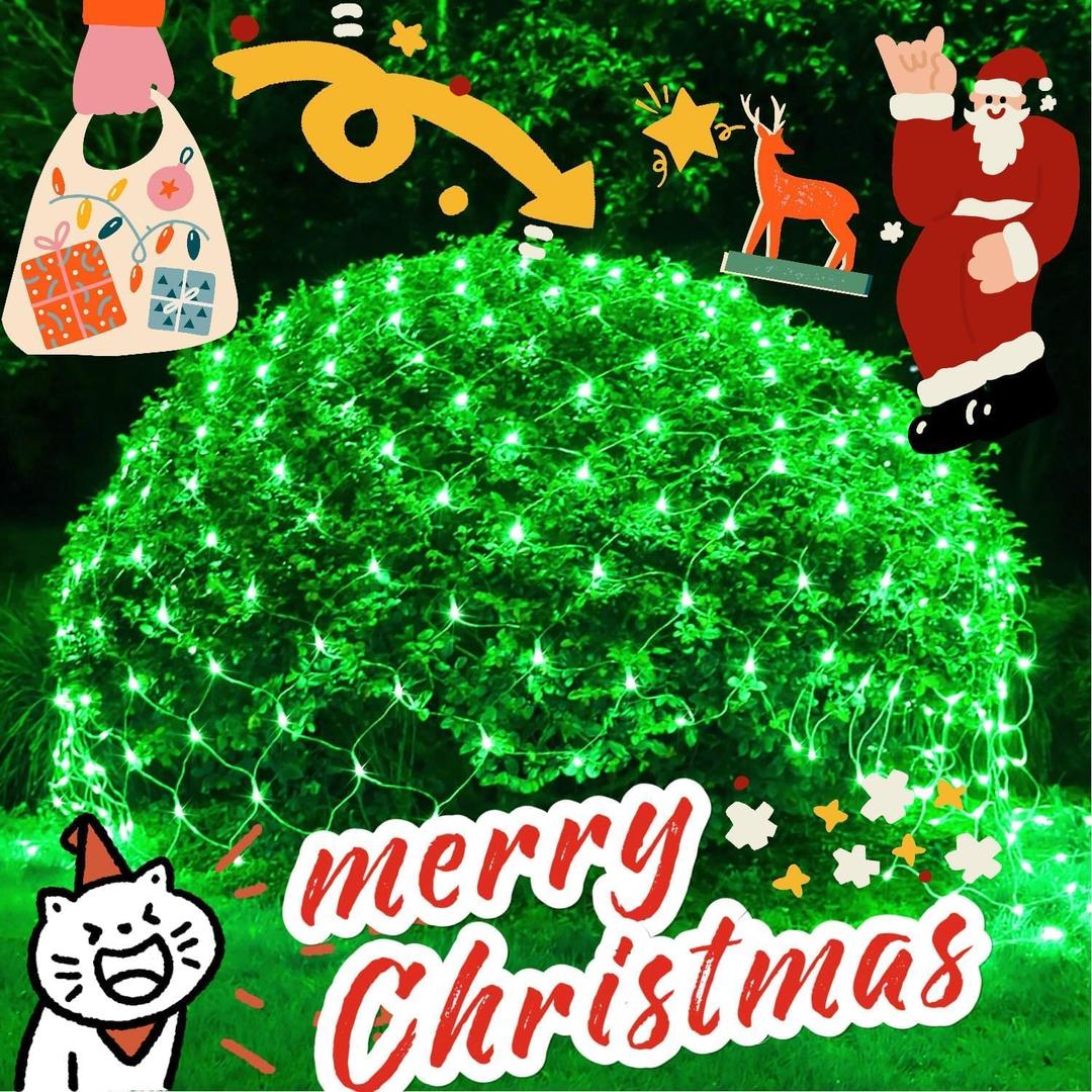 JMEXSUSS 200 LED Green Net Lights Plug in, 9.8ft x 6.6ft Connectable Christmas Net Lights Outdoor, Green Bush Light for Christmas Tree Halloween Garden Decor