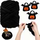 Halloween Arm Knitting Chunky Yarn - Soft Chunky Cotton Yarn for Arm Knitting Crochet for Beginners to DIY Baskets Bags Pet Nests Pillows Cushions Wall Halloween Decor(0.55lb/10 Yards)