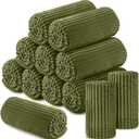 Buryeah 12 Pcs Flannel Throw Blanket Bulk 50 x 60 in Sleepover Blankets Outdoor Wedding Throw Lightweight, Oeko-TEX Standard 100 Certified for Sofa Donation Homeless Gifts, Army Green 