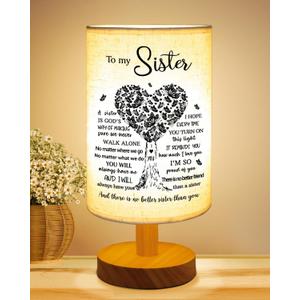 Sisters Gifts from Sister, to Sister Fabric Table Lamp, Sister Valentines Day Birthday Gifts for Sister, Bedside Table Lamp Gifts for Sisters from Sisters Adult