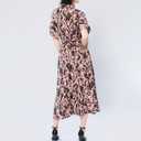 Women's Summer Leopard Print Casual Dress - Shirt Collar V-Neck Short Sleeve Flowy A-Line Dress (S)