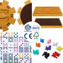 GOTHINK Mexican Train Dominoes Set, Double 12 Dominos Set for Kids Adults and Family, Dominoes Tile Board Game with Tiles Holders*8, Colorful Metal Trains*9, Wooden Hub, Scoreboards*2, Wooden Case