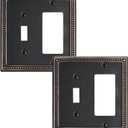 2-Pack Combo Toggle/Decorator Light Switch Cover Plate, Pearls Decorative Electrical Outlet Covers, Metal Wall Switch Plates and Outlet Covers, Aged Bronze