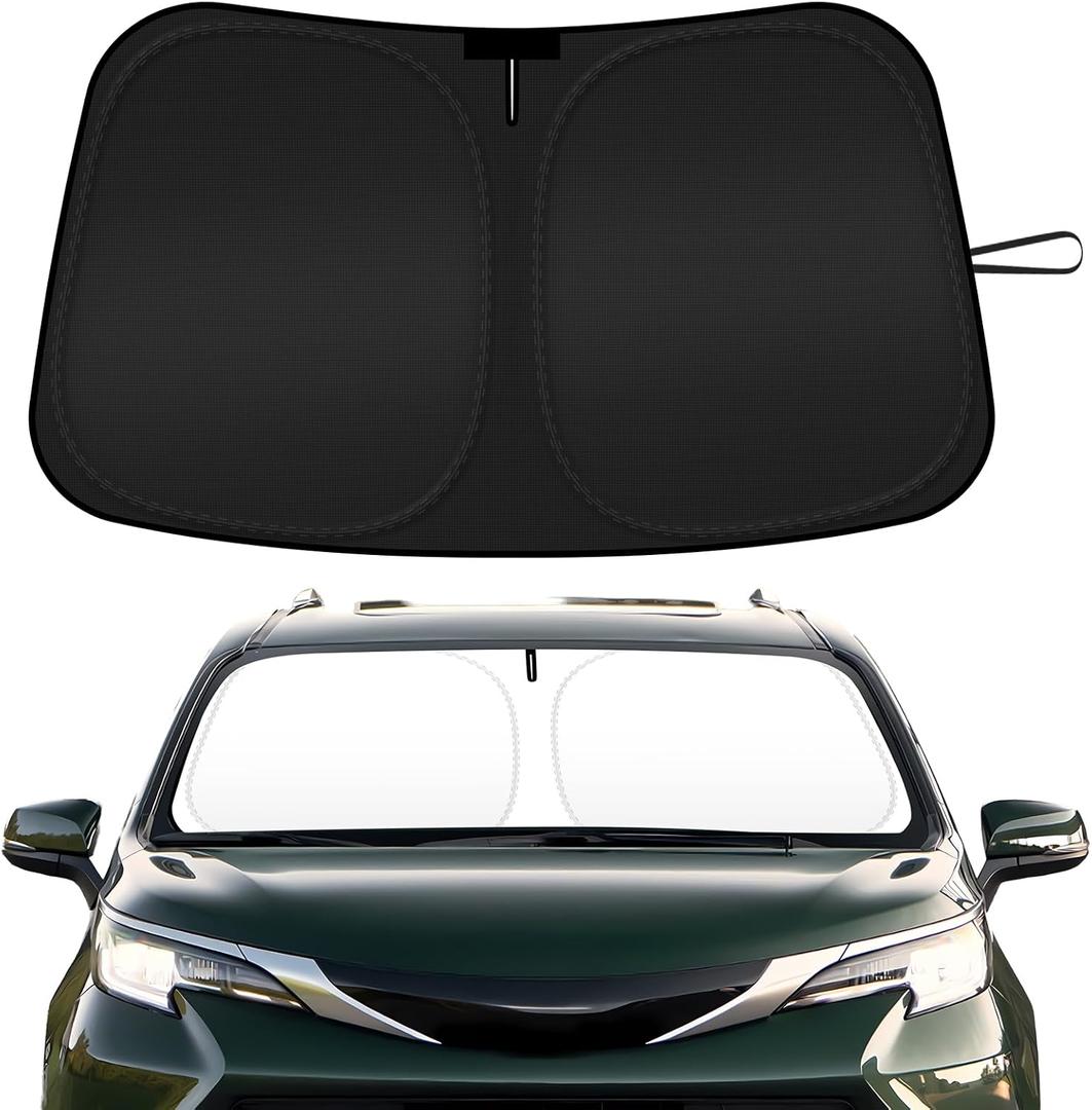 Car Windshield Sun Shade Compatible with 2021 2022 2023 2024 2025 2026 Toyota Sienna Accessories Sunshade Custom Foldable Windshield Sun Visor Protector Blocks UV Rays Keep Your Car Cooler