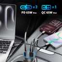 130W 3-Port USB C Super Fast Car Charger (with Voltage Display) for Samsung
