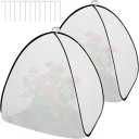 2Pcs White Pop Up Plant Shade Cover Tent, 60% Sunblock Garden Sunshade Net | 30x28x28 Inch Sunblock Plant Cover Net with Stakes, Cloth Sun Protection Tent for Outdoor Plants Flower Potted