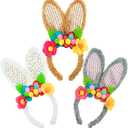 3 Pack Luxurious Easter Bunny Ears Headband Cute Plush Rabbit Ears for Kids Adult Cosplay Birthday Party Supplies