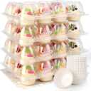 12 Pack Dozen Cupcake Containers with 144 Liners Stackable Cupcake Carrier 12 Count Plastic Cupcake Boxes Cupcake Holders