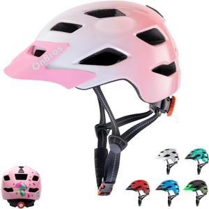 OnBros Kids Bike Helmet - Bike Helmets for 5-14 Boys or Girls with Visor, Children Bicycle Helmet for Skateboard Mountain Scooter Road Cycling, Lightweight and Adjustable 50-57CM