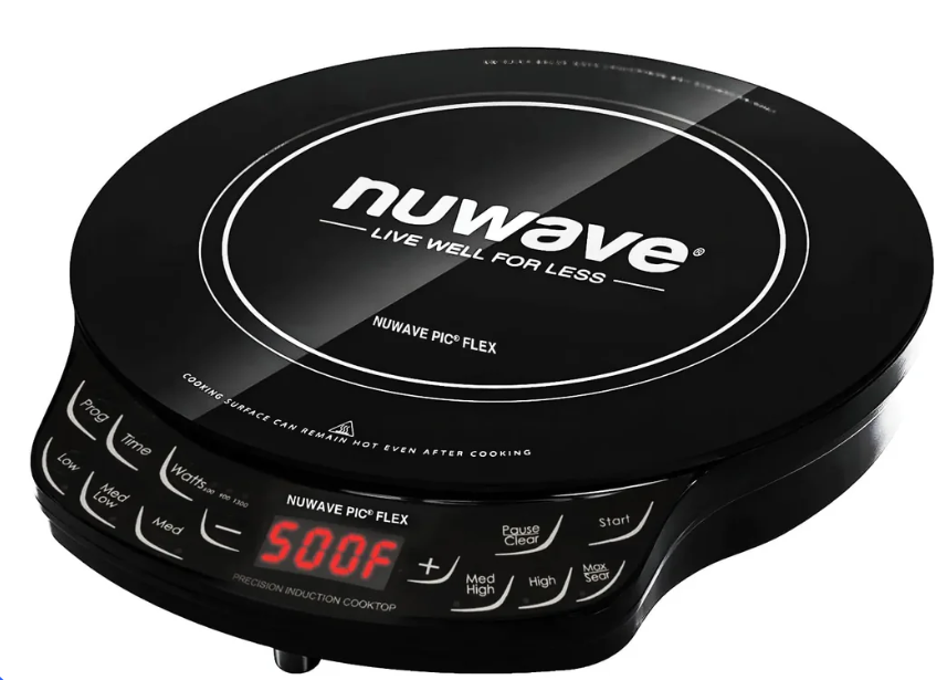 Nuwave Flex Precision Induction Cooktop, 10.25” Shatter-Proof Ceramic Glass, 6.5” Heating Coil, 45 Temps from 100°F to 500°F, 3 Wattage Settings 600, 900 & 1300 Watts, Black