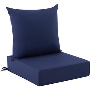 Outdoor Cushions for Patio Furniture, Outdoor Seat Cushion Set 24 x 24 x 5.75 Inch, Waterproof & Fade Resistant Outdoor Chair Cushions, Deep Seat Patio Cushion with Removable Cover, Navy Blue