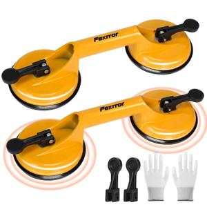 2 PCS Aluminum Glass Suction Cups, 330 lbs Load Capacity, Heavy Duty Vacuum Suction Cups with Non-Slip Handle, Tile Suction Cup Tool to Lift Large Glass, Granite, Tile, Metal, Wood