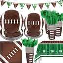 Football Party Decorations Football Party Supplies Tableware Set -24 guests Football Banners,Plate,Cup,Cutlery,Tablecloths for Super Sunday Touchdown Party Decoration