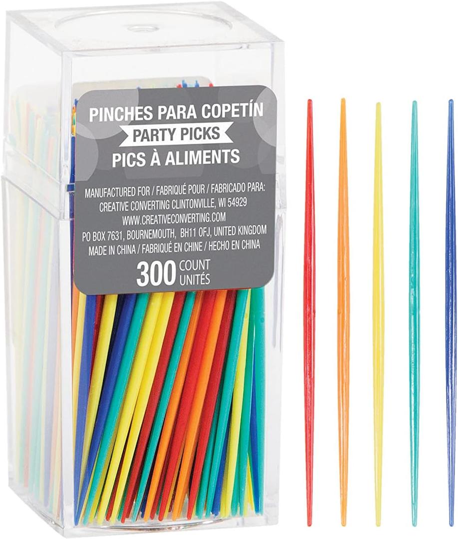 Creative Converting Assorted Plastic Picks, Colors may vary 300 Count( Pack of 1)