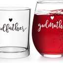 Futtumy Godparents Proposal Gift, Godfather Whiskey Glass Godmother Stemless Wine Glass for Godmother Godfather Mothers Day Fathers Day Christmas Birthday, Baptism Gift for Godparents from Godchild