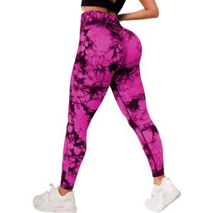 JGS1996 Tie Dye Leggings for Women Tummy Control High Waisted Scrunch Butt Lifting Seamless Workout Yoga Pants (Pink, XL)