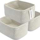 XUANGUO Small Woven Storage Baskets 12X8X5 Decorative Rope Bins for Organizing Shelves, Closets, and Toys, Empty Gift Baskets, Cute Organizer Basket for Home and Office (grey, regular)