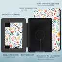 CoBak Lightweight Stand Case for 7" Kindle Paperwhite 12th Gen 2024 and Kindle Colorsoft with Right Hand Strap - Compatible with iPhone MagSafe, for Samsung/Belkin/Anker Wireless Charging Pads (Flower Sea)