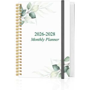 2026-2028 Monthly Planner - 36 Month PLanner Calendar from January 2026 to December 2028, 3 Year Planner 2026-2028 with Flexible Cover, Inner Pocket, Perfect for Home | School | Office, 5.8" x 8.5", Green Leaf