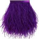 Soarer Purple Feathers Fringe Trim - 2Yards 5-7inch Ostrich Feathers Ribbons for DIY Sewing Clothing, Jewelry, Carnival, Home Party(Purple)