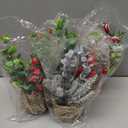 4 Pack Christmas Table Decorations, 9" Small Christmas Tree with Pine Cone Berry, Rustic Handcrafted Straw Weaving Pot Artificial Tree Tabletop Centerpieces for Home Indoor Fireplace Mantel Xmas Decor