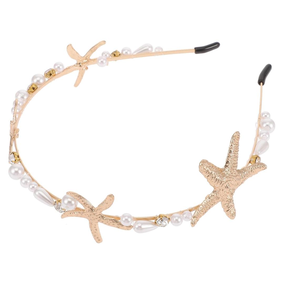 Pearl Starfish Bridal Headband, Mermaid Beach Wedding Hair Accessory for Women and Girls