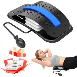 Back Stretcher for Lower Back Pain Relief, Adjustable Lumbar Traction Device, Ergonomic Spine Board with Acupressure Points, Back Massager for Spinal Decompression and Scoliosis