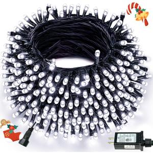 Connectable 300LED 99Ft 13Modes Christmas String Lights Indoor Outdoor | Extendable Green Wire Cool White Christmas Tree Lights with Timer | Twinkle Fairy Light Plug in for Xmas Tree(Cool White)