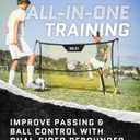 SKLZ Quickster Soccer Trainer - Dual-Sided Rebounder for Solo Passing, Receiving, Trapping Practice - Large & Small Rebound Net - Weather Resistant - Adjustable Frame, Metal Stakes & Carry Bag