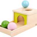 Adena Montessori Object Permanence Box with Tray Three Balls Montessori Toys for 6-12 Months Baby 1 Year Old Infant Toddler Typical, Medium, Small
