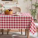 Gingham Tablecloth Square Table, Cotton Linen Fabric Picnic Checkered Table Cloth Farmhouse Washable Wrinkle Free Buffalo Plaid Table Cover for Outdoor Birthday Party, Red, 60x60