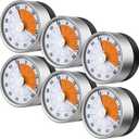 6 Pcs 60 Minute Visual Kitchen Timer Small Classroom Timers with Loud Alarm Stainless Steel Mechanical Timers for Classroom Desk Teaching Chef Countdown Egg Baking Office Cooking (White)