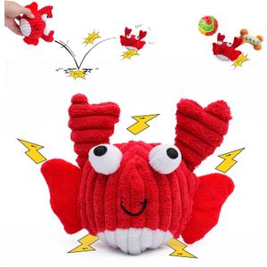 2 x Interactive Squeaky Dog Chew Toy,No Stuffing Interactive Chew Toy for Small Medium Large Dogs, Training Reward Gift for Pets(red Crabs)