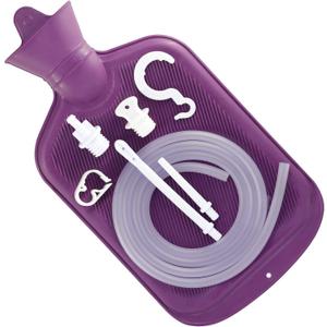 Enema Bag Kit with 5ft Hose Coffee Enemas at Home Water Shower Douche Colon Detox Cleanse Kit with Tubing, Tips, Clamp and Hook (Purple)