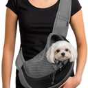 YUDODO Pet Sling Carrier for Small Dogs & Cats Hands-Free Puppy Carrier with Safety Hook, Large Zipper Pocket, Soft Breathable Mesh, Adjustable Strap & Reflective Strip (Black 1.0 S)