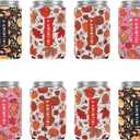 Slim Standard 12oz Can Holder for Beer&Soda, 8 Pack Can Cooler Sleeve for Beverage Soda Drinks, Insulated Neoprene Can Cover, Reusable Can Covers for Women (Thanksgiving Set-1, 12oz Standard Can)