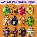 JOYIN 60PCS Halloween Drawstring Goody Treats Bags for Halloween Trick or Treating, Plastic Candy Goodie Bags Bulk for kids Party Favor Supplies, School Classroom Exchange Gifts in 12 Designs