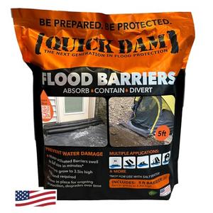 Quick Dam QD65-2 5' Barrier Water Flood Dam Bags, 2 Pack, Black