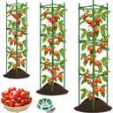 3 Pack Tomato Cages for Garden Support, Up to 48Inch Trellis Assembled Stakes, Plant Support With 66Ft Twist Tie, Fit Vertical Climbing Vegetables, Flowers