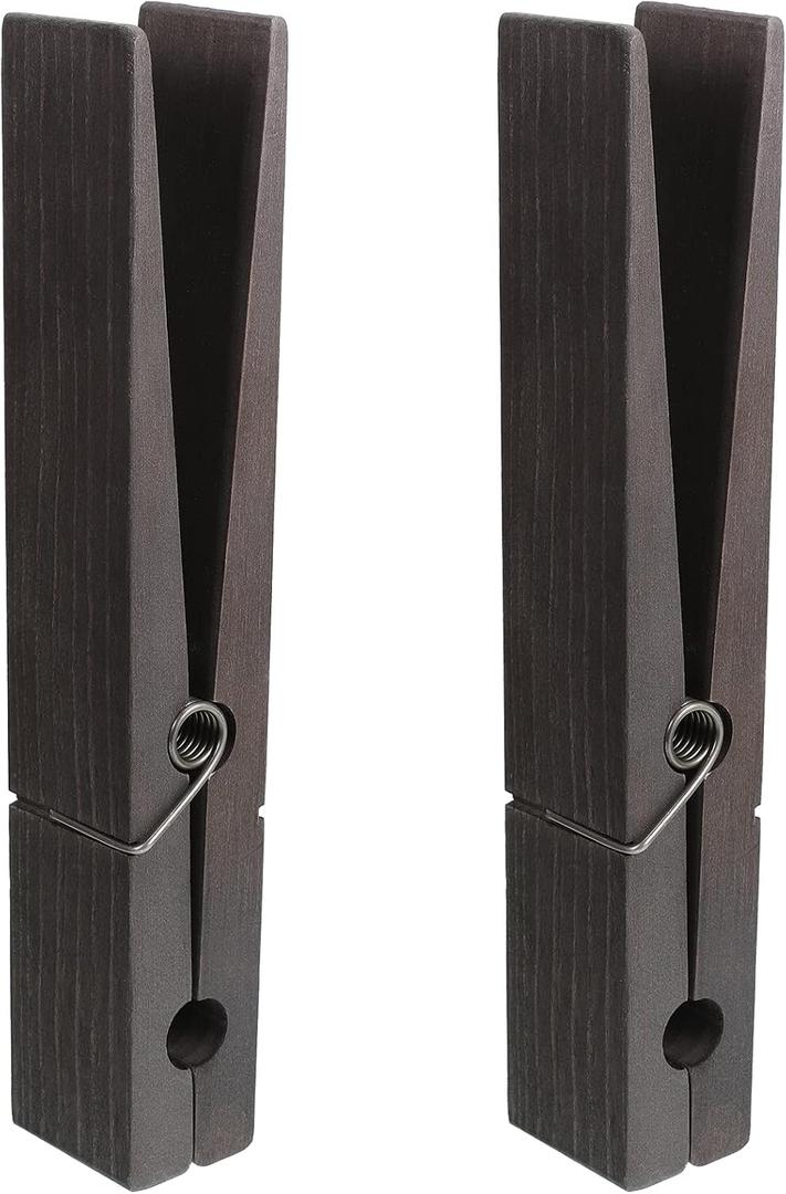 Blulu 2 Pcs 12 Inch Jumbo Wooden Clothespins Large Clothespin Towel Holder Giant Wooden Clothes Pins Large Clothes Clips with Spring for DIY Craft Winter Farmhouse Bathroom Laundry Room(Dark Color)