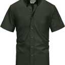 TUNEVUSE Mens Short Sleeve Dress Shirt Solid Casual Button Down Shirts Tops with Pocket for Summer Business Wedding (White, M)