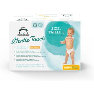Amazon Brand - Mama Bear Gentle Touch Diapers, Size 5, 132 Count (4 packs of 33)