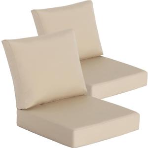 Goodgoods 25 x 25 Sunbrella Outdoor Patio Deep Seat Cushions 2-Pack, Fade-Resistant & Water-Resistant Furniture Chair Cushions with 30D High-Resilience Foam for Sofa, Antique Canvas Beige
