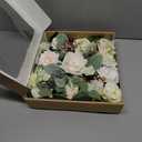 Ling's moment Fake Flowers Box, Faux Artificial Greenery Stems Foam Roses Silk Eucalyptus Fabic Flower for Centerpieces Bouquet Wedding Vase Floral Decorations, White & Sage & Gold, Grand Combo