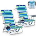 GarveeLife Backpack Beach Chair for Adults 2 Pack, Lightweight Portable Lay Flat Folding Beach Chair with 5 Positions, Backpack Straps, Phone Pocket, Cup Holder & Towel Bar, Support to 350LBS, Standard - 2 Pack