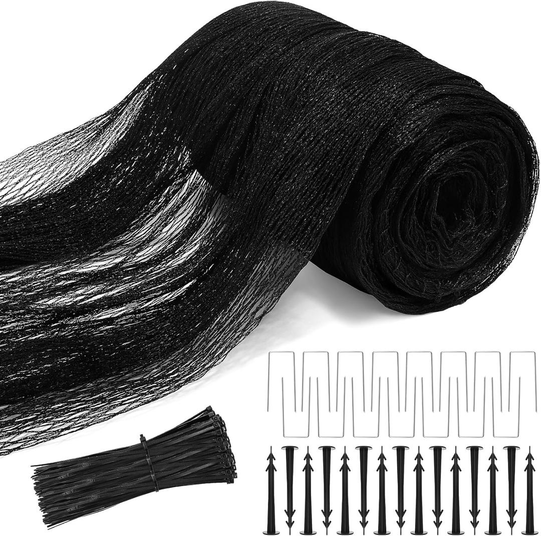 28x30 Ft Pond Nets for Outdoor Ponds, Pond Netting for Koi Ponds with 30pcs Stakes, Heavy Duty Mesh Leaf Net Cover for Protect Fish from Heron Birds Cats Predators