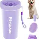Dog Paw Cleaner, Washer, Muddy Pet Foot Cleaner for Small Medium Large Breed Dogs/Cats (with 3 absorbent towel) (Purple, Large)