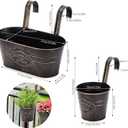 PerGar 3 Pack Metal Railing Planter Box Outdoor, 10.6" Hanging Flower Pots with Detachable Hooks & Drainage Holes, Rail Planter Boxes for Balcony Deck Porch Fence Garden Home Decoration, Black